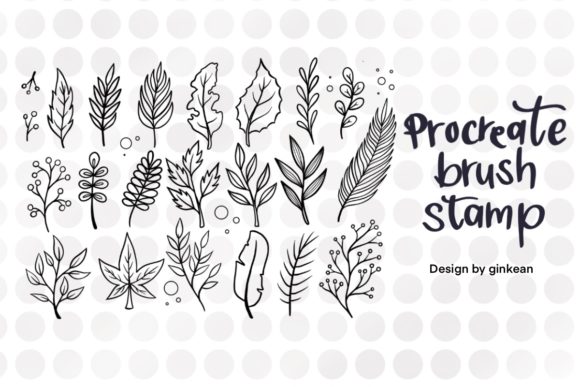 Download 22 Leaf Brush Stamps, Procreate Brush - Leaf brush stamp Collection