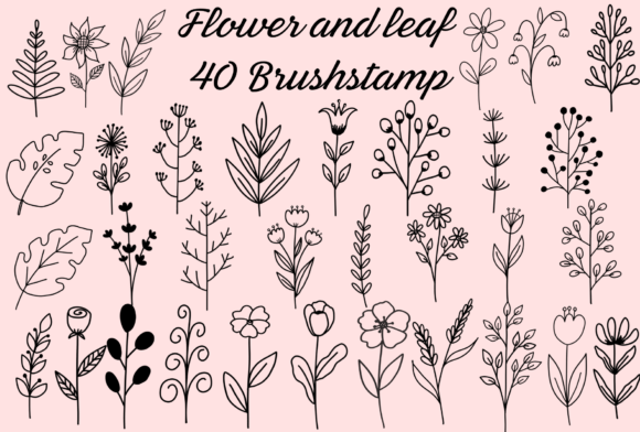Download Flower and Leaf Brush Stamp - Leaf brush stamp Collection