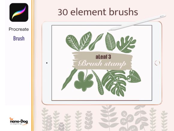 Download Procreate 30 Leaf Brush Stamps - Leaf brush stamp Collection