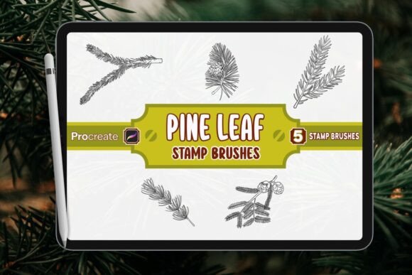 Download Pine Leaf Brush Stamp Set for Procreate - Leaf brush stamp Collection