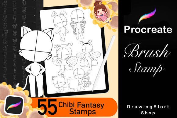 Download 55 Procreate Chibi Fantasy Brushes Stamp - Fantasy brushes Collection